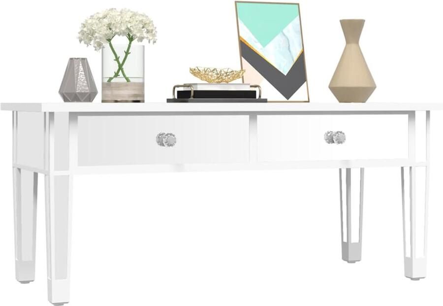 FIONERA Salontafel gespiegeld 106x45x45 cm bewerkt hout en glas