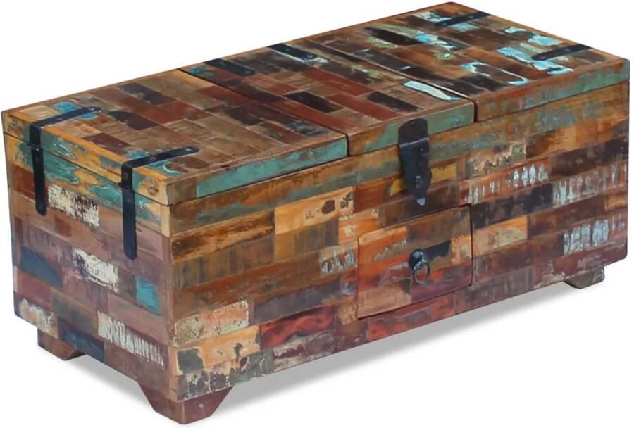 FIONERA Salontafel kist 80x40x35 cm massief gerecycled hout