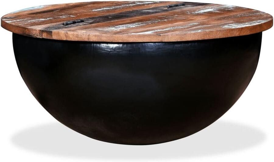 FIONERA Salontafel komvormig massief gerecycled hout zwart