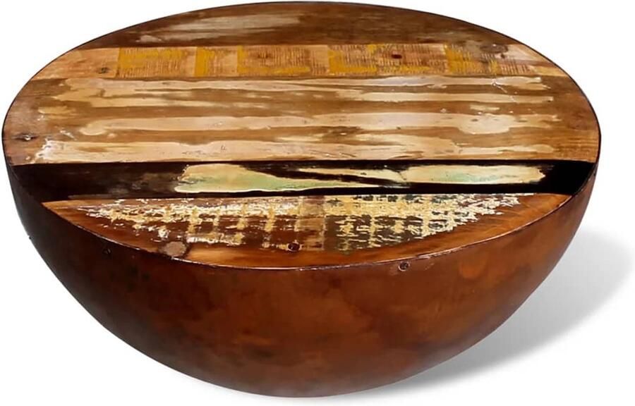 FIONERA Salontafel komvormig met stalen frame gerecycled hout