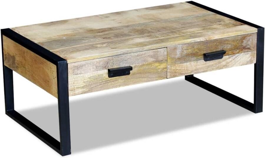 FIONERA Salontafel met 2 lades 100x60x40 cm massief mangohout