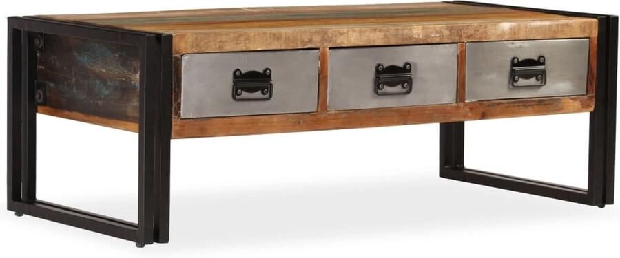 FIONERA Salontafel met 3 lades 100x50x35 cm massief gerecycled hout