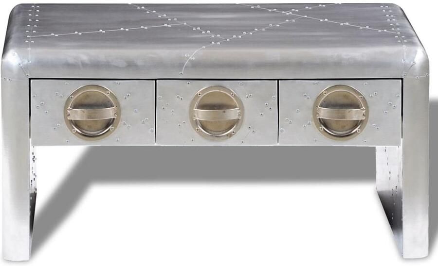 FIONERA Salontafel met 3 lades vintage luchtvaartlook