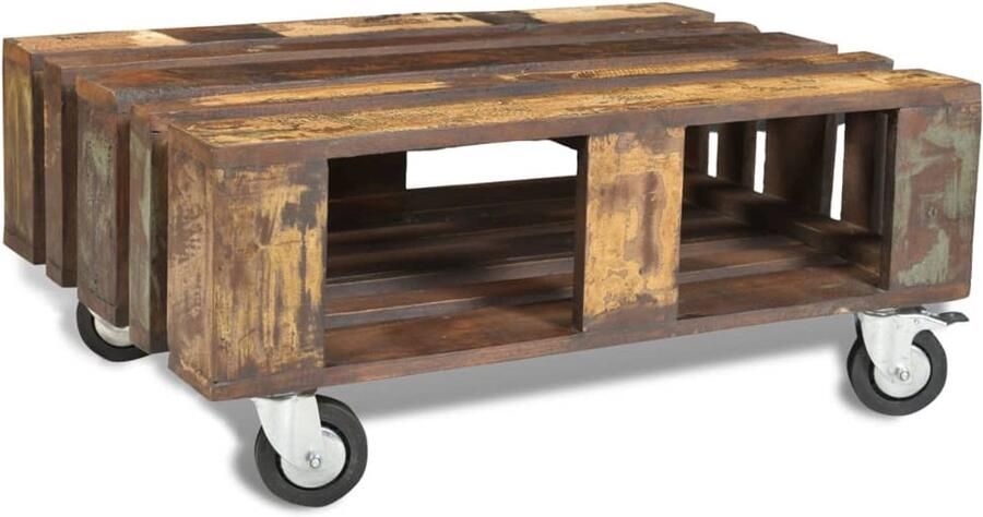 FIONERA Salontafel met 4 wielen gerecycled hout