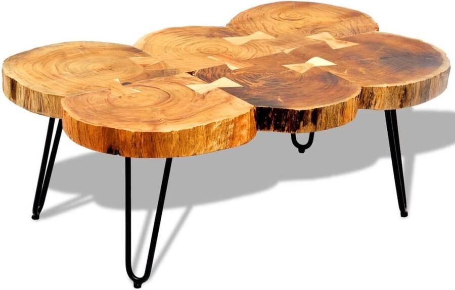FIONERA Salontafel met 6 boomstammen 35 cm massief sheeshamhout