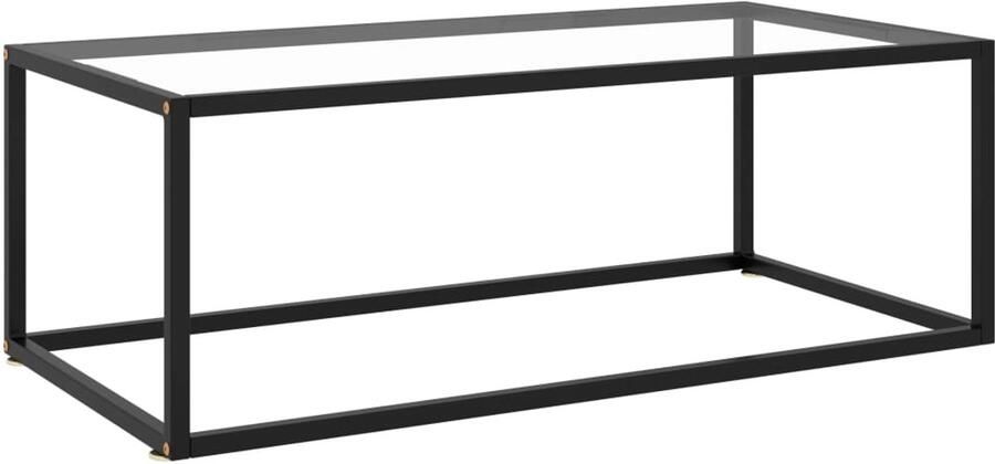 FIONERA Salontafel met gehard glas 100x50x35 cm zwart