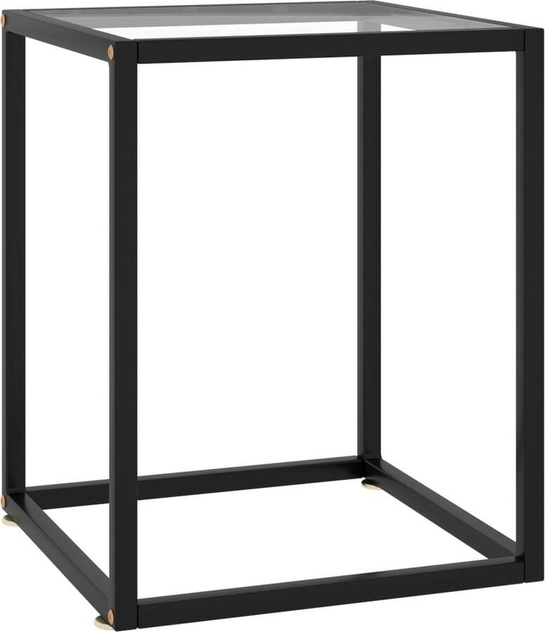 FIONERA Salontafel met gehard glas 40x40x50 cm zwart