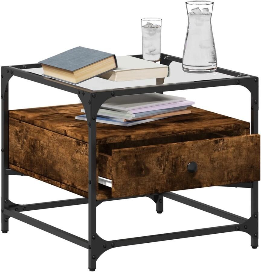 Furniture Limited FIONERA Salontafel 90x49x45 cm bewerkt hout grijs sonoma