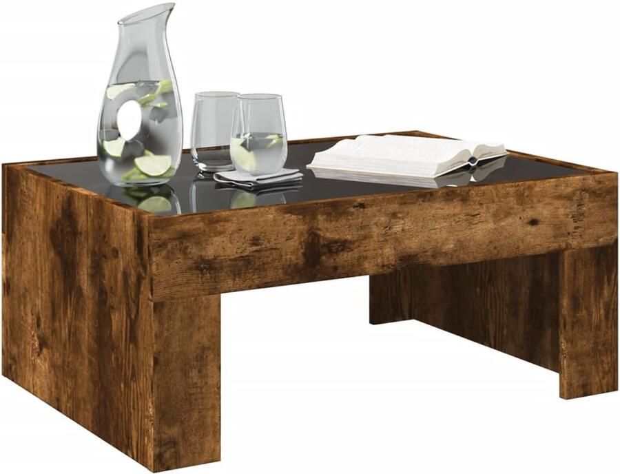 FIONERA Salontafel met Infinity LED 70x50x30 cm gerookt eikenkleurig