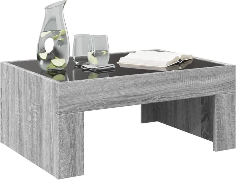 FIONERA Salontafel met Infinity LED 70x50x30 cm grijs sonoma eikenkleur