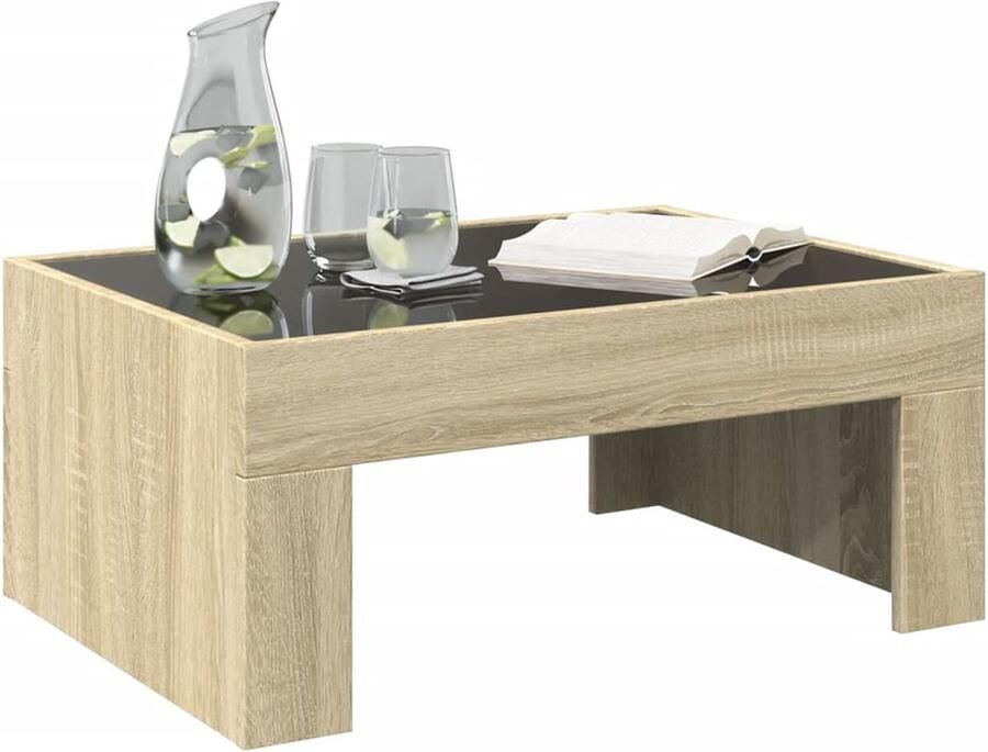 FIONERA Salontafel met Infinity LED 70x50x30 cm sonoma eikenkleurig