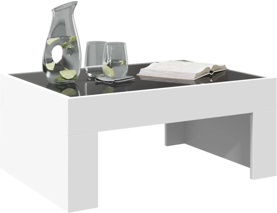 FIONERA Salontafel met Infinity LED 70x50x30 cm wit