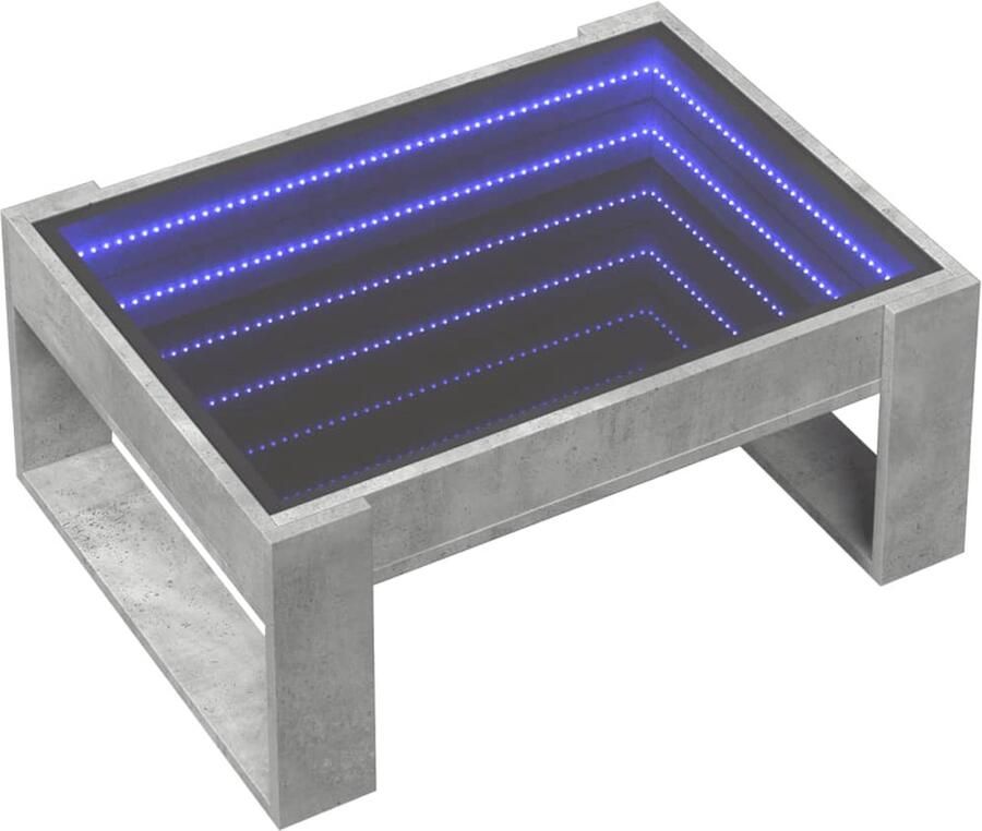 FIONERA Salontafel met Infinity LED 70x53x30 cm betongrijs
