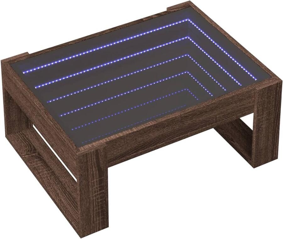FIONERA Salontafel met Infinity LED 70x53x30 cm bruin eikenkleurig