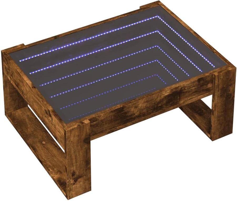 FIONERA Salontafel met Infinity LED 70x53x30 cm gerookt eikenkleurig