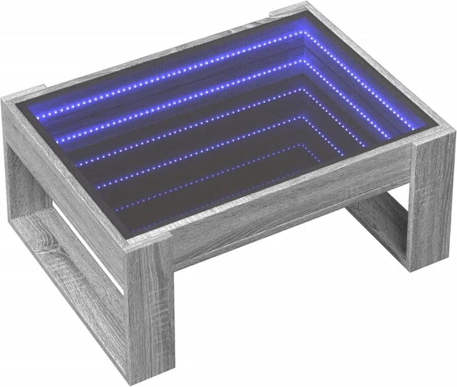 FIONERA Salontafel met Infinity LED 70x53x30 cm grijs sonoma eikenkleur