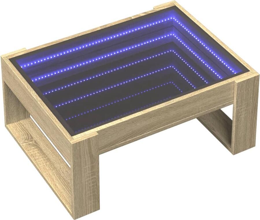 FIONERA Salontafel met Infinity LED 70x53x30 cm sonoma eikenkleurig