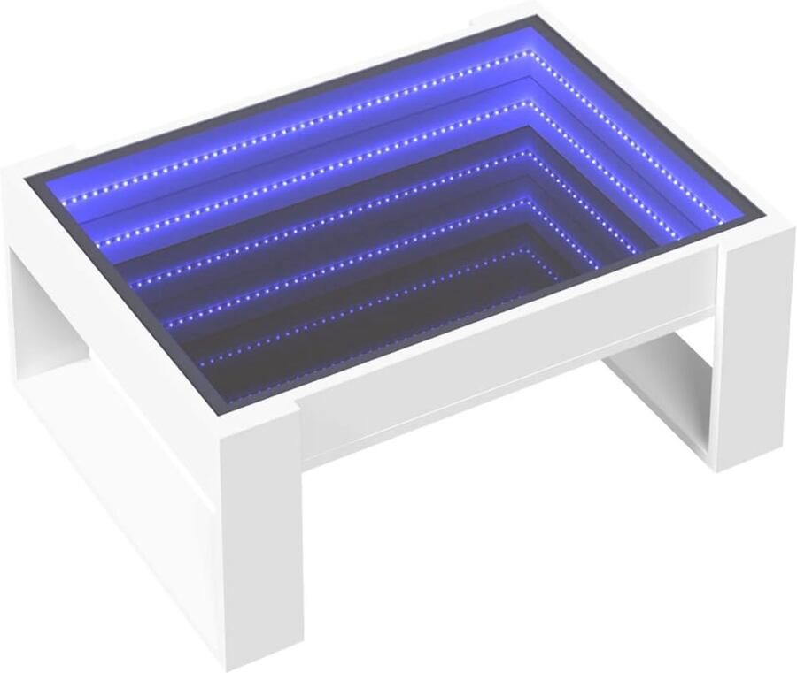 FIONERA Salontafel met Infinity LED 70x53x30 cm wit