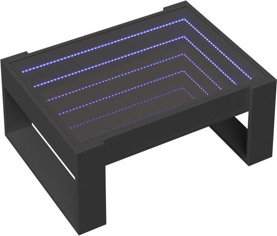 FIONERA Salontafel met Infinity LED 70x53x30 cm zwart