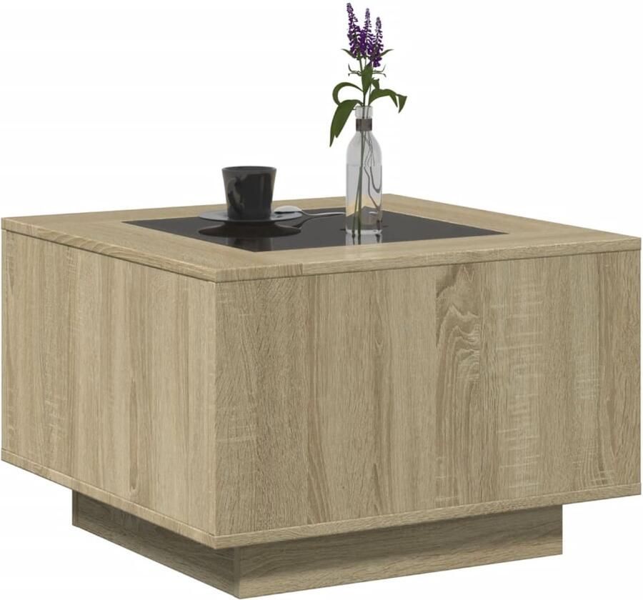 FIONERA Salontafel met LED 60x60x40 cm bewerkt hout sonoma eikenkleurig