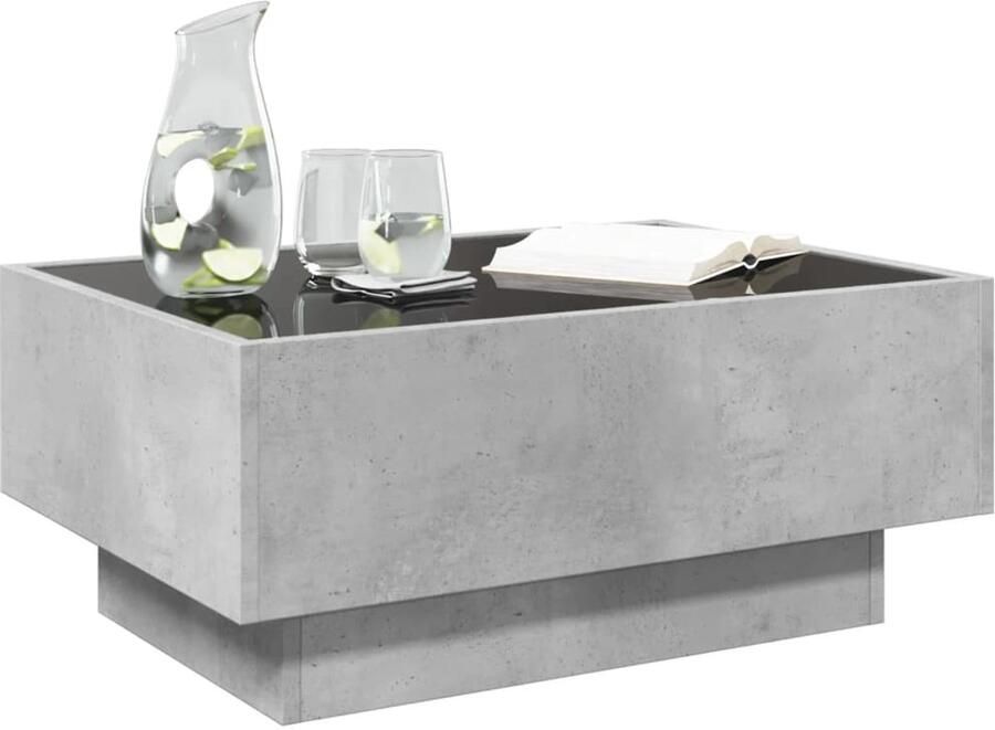 FIONERA Salontafel met LED 70x50x30 cm bewerkt hout betongrijs