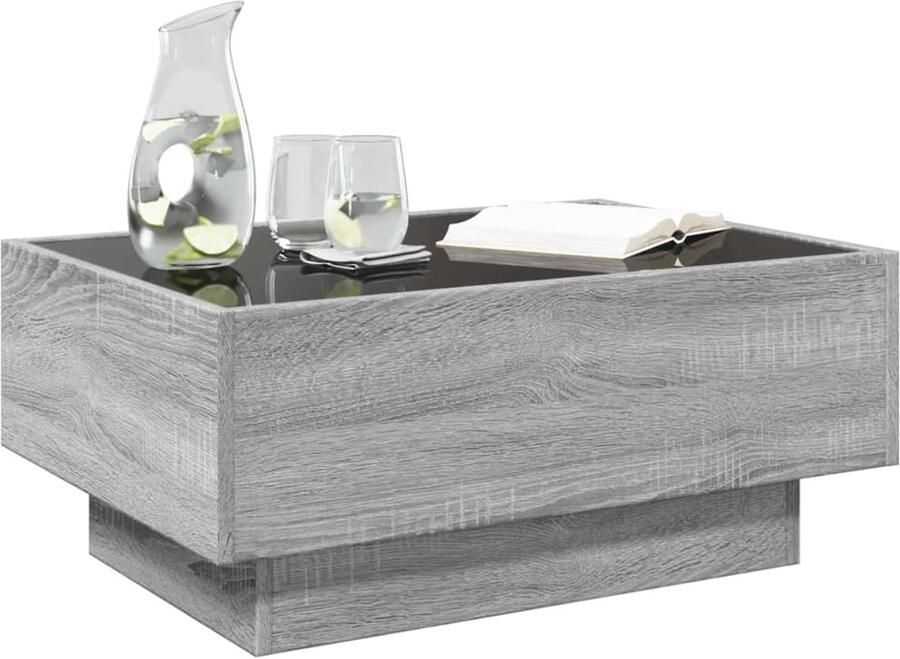FIONERA Salontafel met LED 70x50x30 cm bewerkt hout grijs sonoma eiken