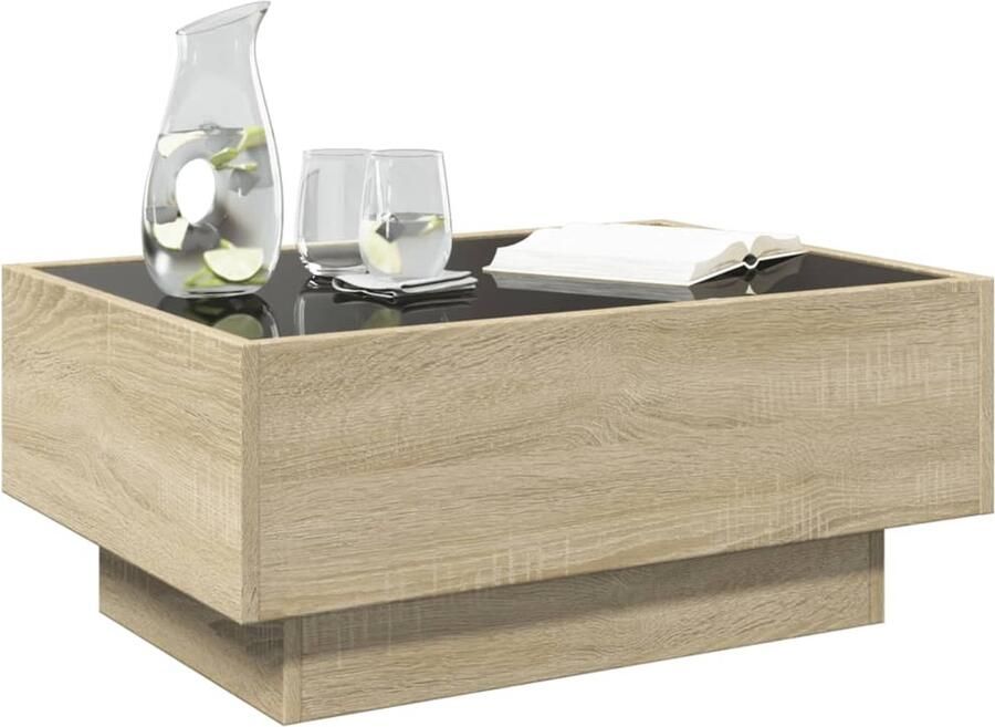 FIONERA Salontafel met LED 70x50x30 cm bewerkt hout sonoma eikenkleurig