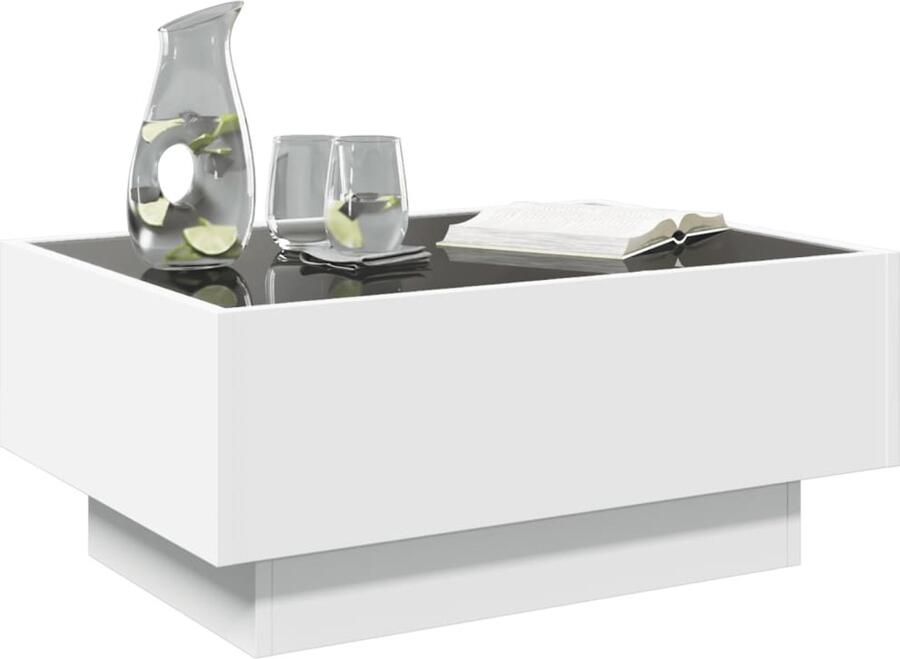 FIONERA Salontafel met LED 70x50x30 cm bewerkt hout wit