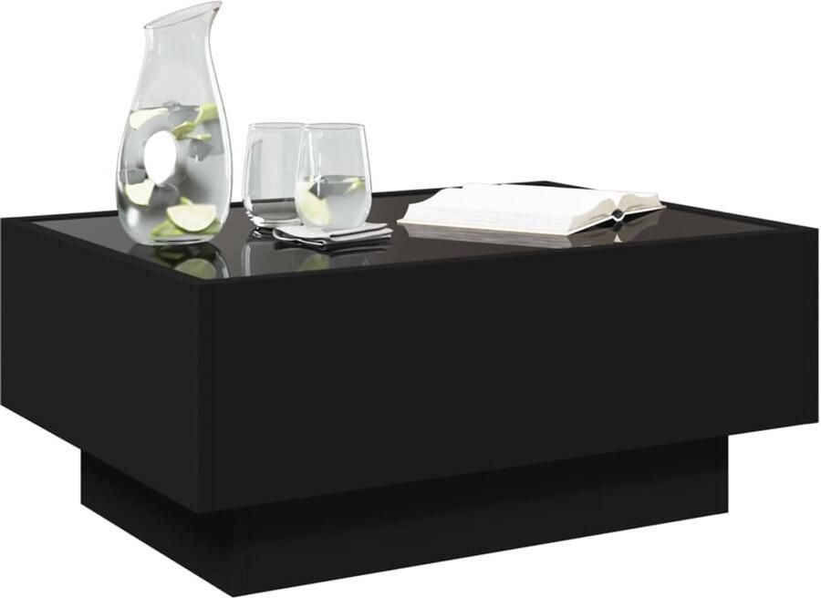 FIONERA Salontafel met LED 70x50x30 cm bewerkt hout zwart
