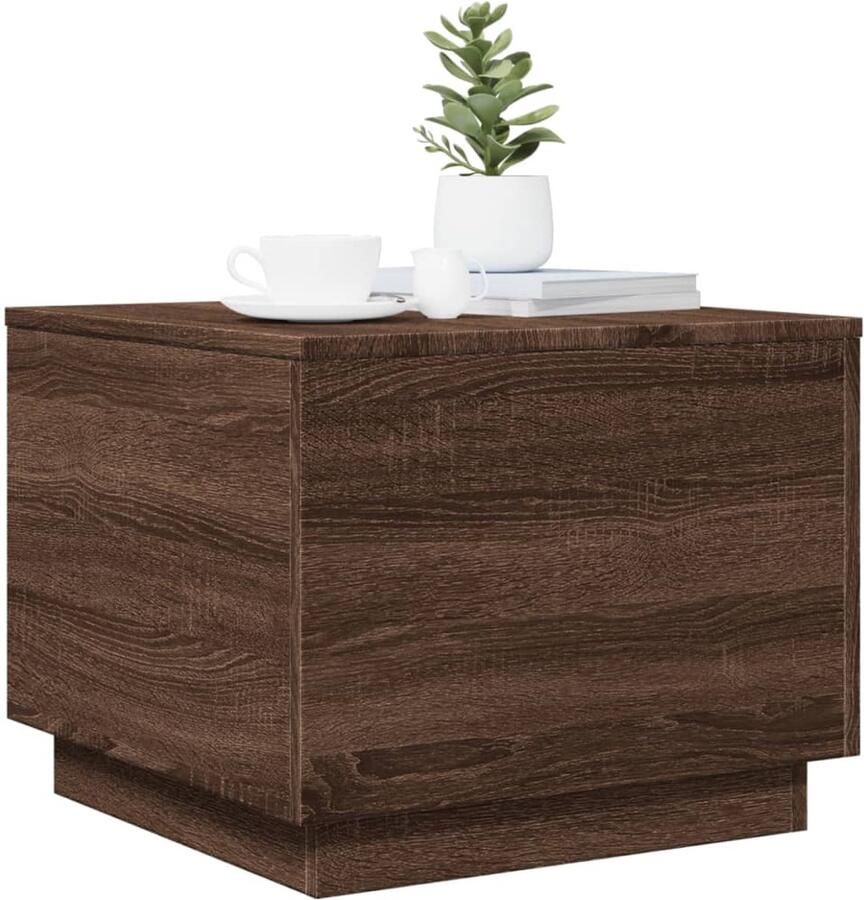 FIONERA Salontafel met LED-verlichting 50x50x40 cm bruin eikenkleur