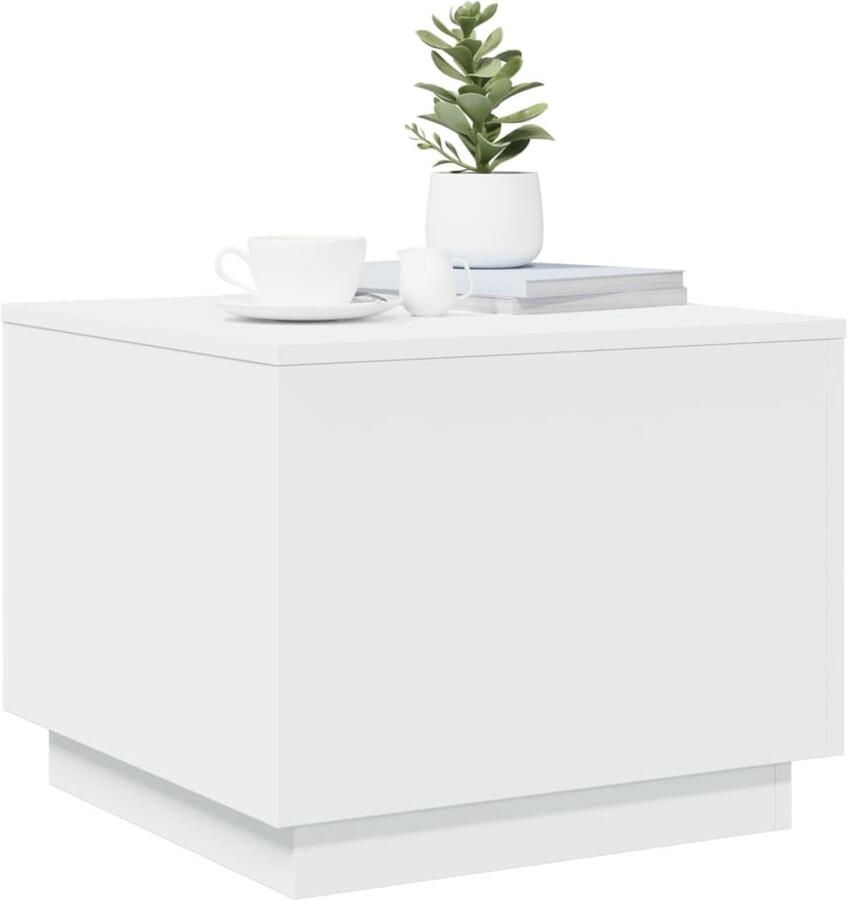 FIONERA Salontafel met LED-verlichting 50x50x40 cm wit