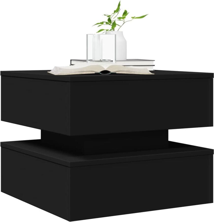 FIONERA Salontafel met LED-verlichting 50x50x40 cm zwart