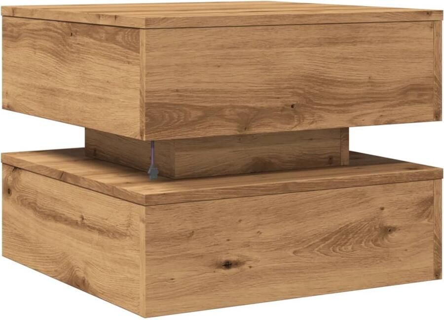 FIONERA Salontafel met LED-verlichting 50x50x40cm artisanaal eikenkleur
