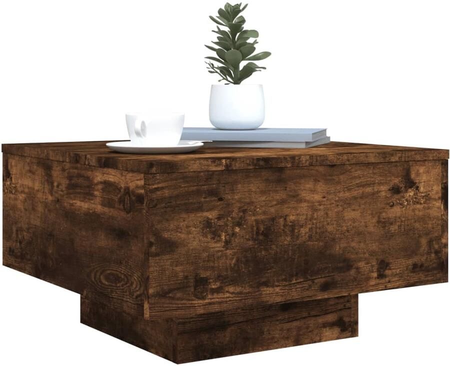 FIONERA Salontafel met LED-verlichting 55x55x31 cm gerookt eikenkleurig