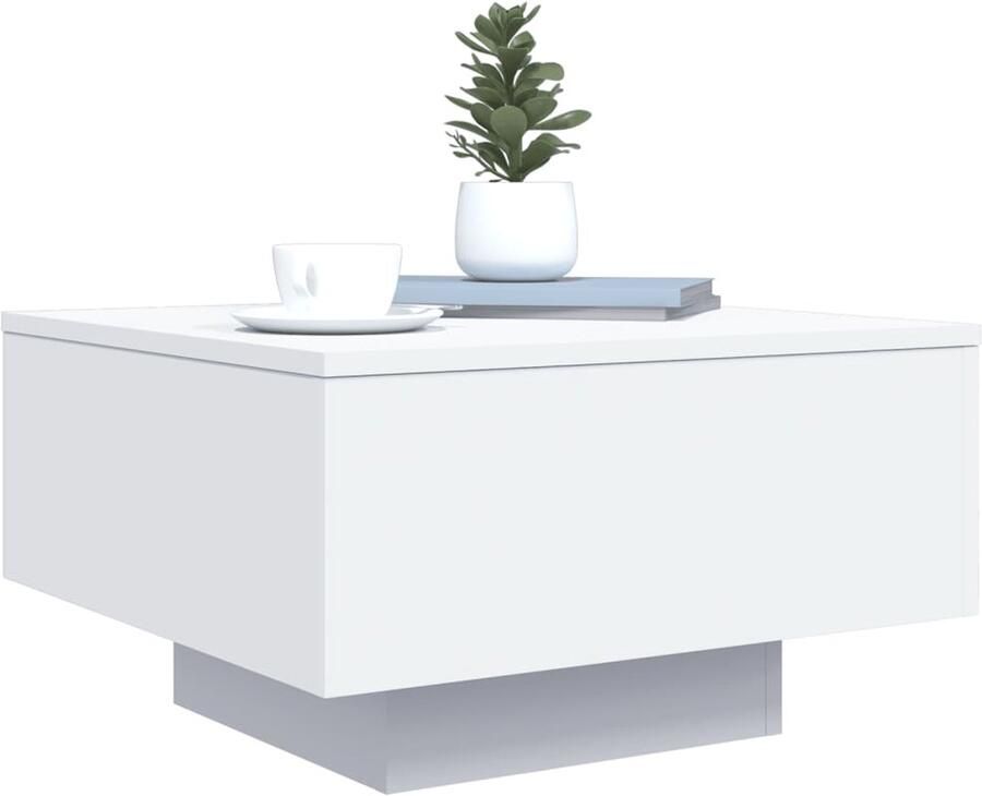 FIONERA Salontafel met LED-verlichting 55x55x31 cm wit