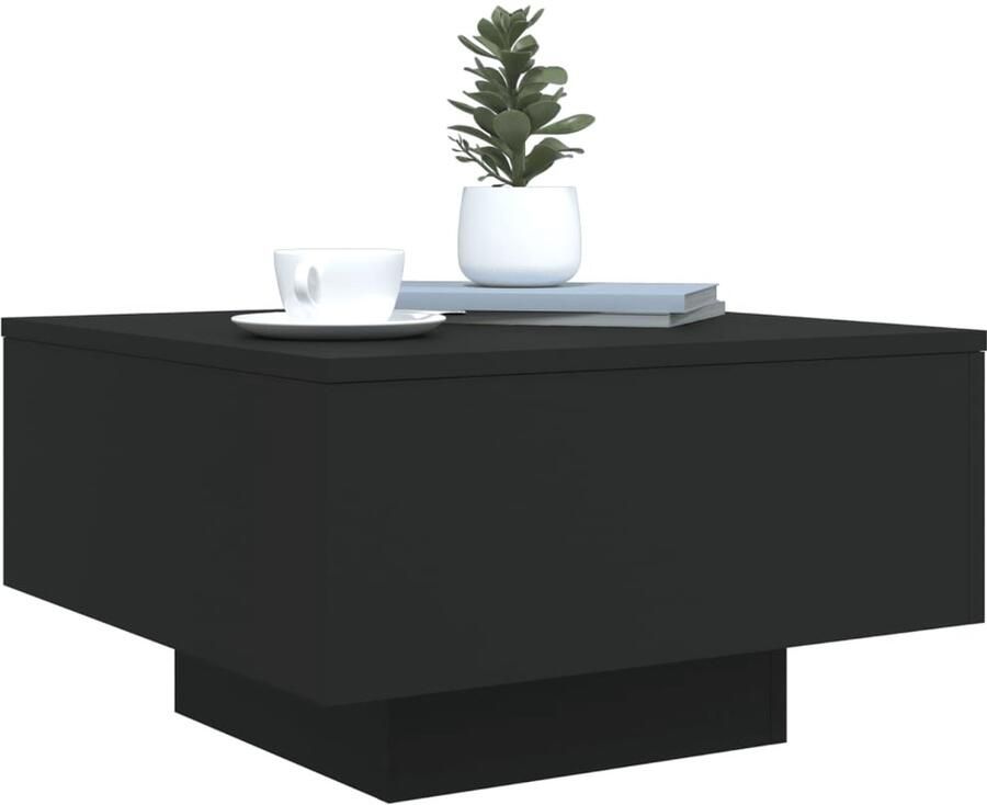 FIONERA Salontafel met LED-verlichting 55x55x31 cm zwart