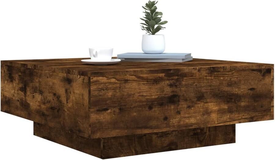 FIONERA Salontafel met LED-verlichting 80x80x31 cm gerookt eikenkleurig