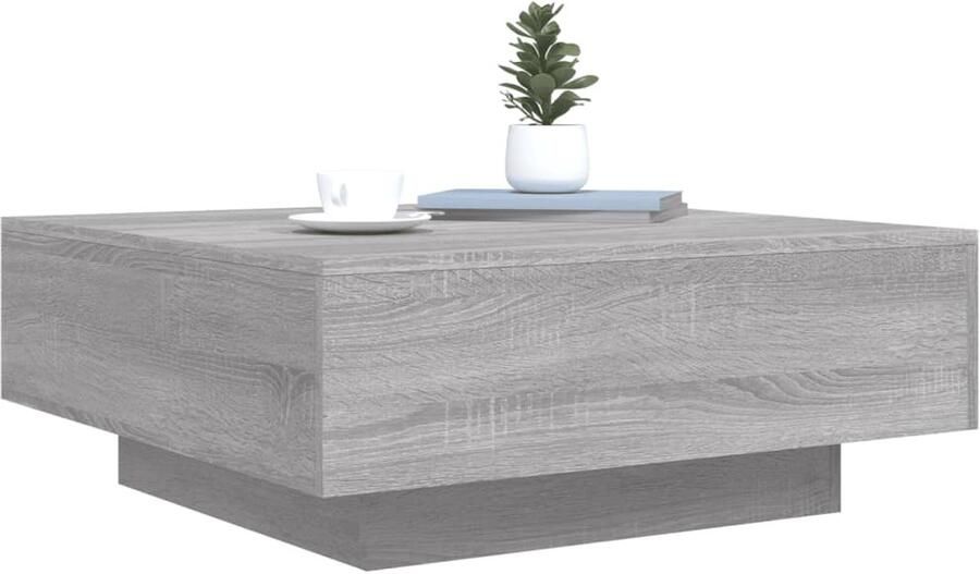 FIONERA Salontafel met LED-verlichting 80x80x31 cm grijs sonoma eiken