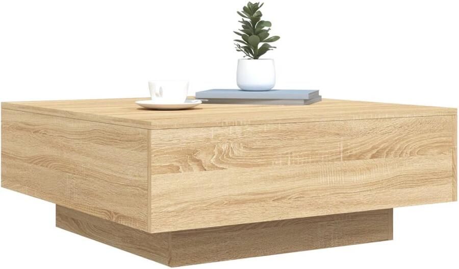 FIONERA Salontafel met LED-verlichting 80x80x31 cm sonoma eikenkleurig