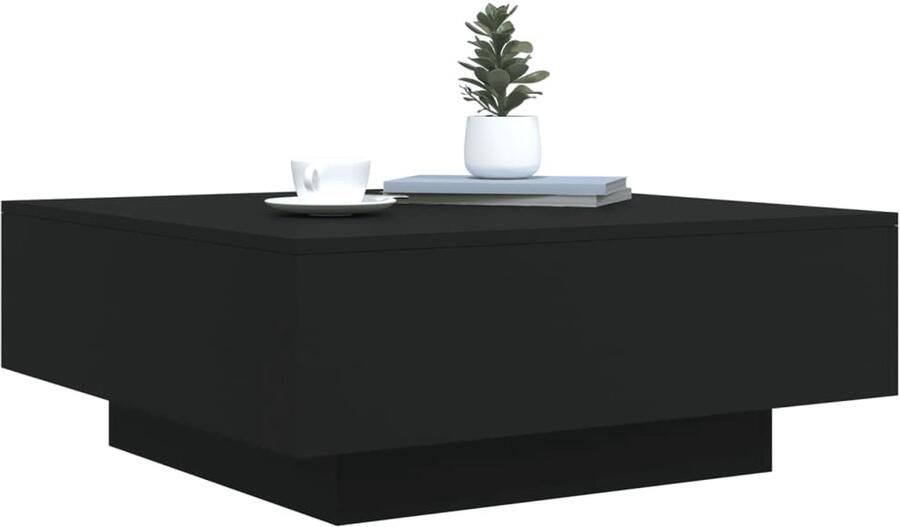 FIONERA Salontafel met LED-verlichting 80x80x31 cm zwarty