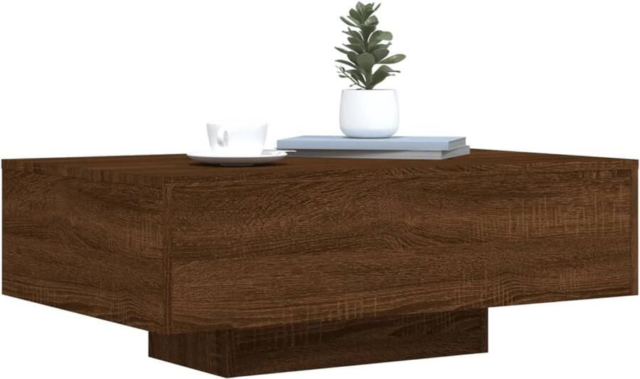 FIONERA Salontafel met LED-verlichting 85x55x31 cm bruin eikenkleur