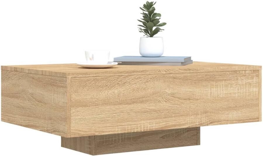 FIONERA Salontafel met LED-verlichting 85x55x31 cm sonoma eikenkleurig