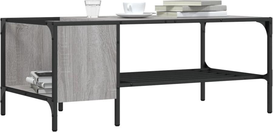 FIONERA Salontafel met rek 100x51x40 cm bewerkt hout grijs sonoma eiken