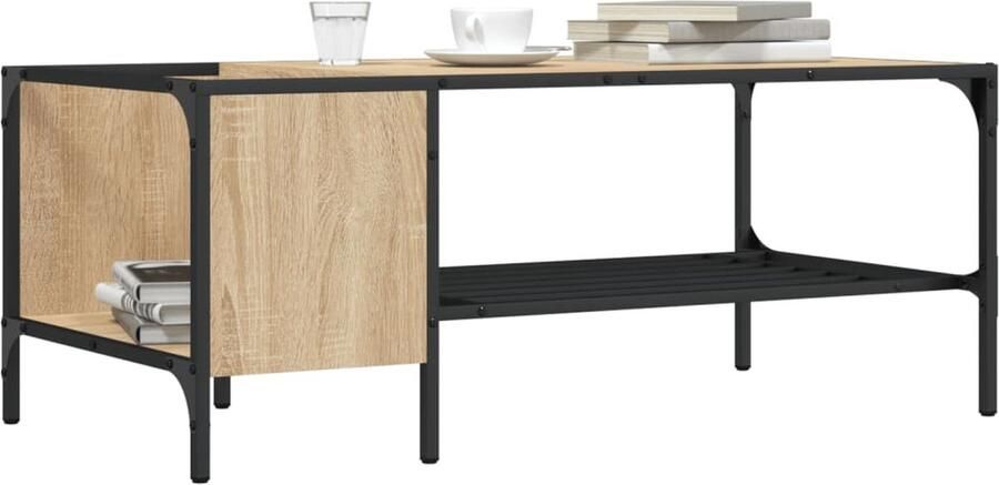 FIONERA Salontafel met rek 100x51x40 cm bewerkt hout sonoma eikenkleur