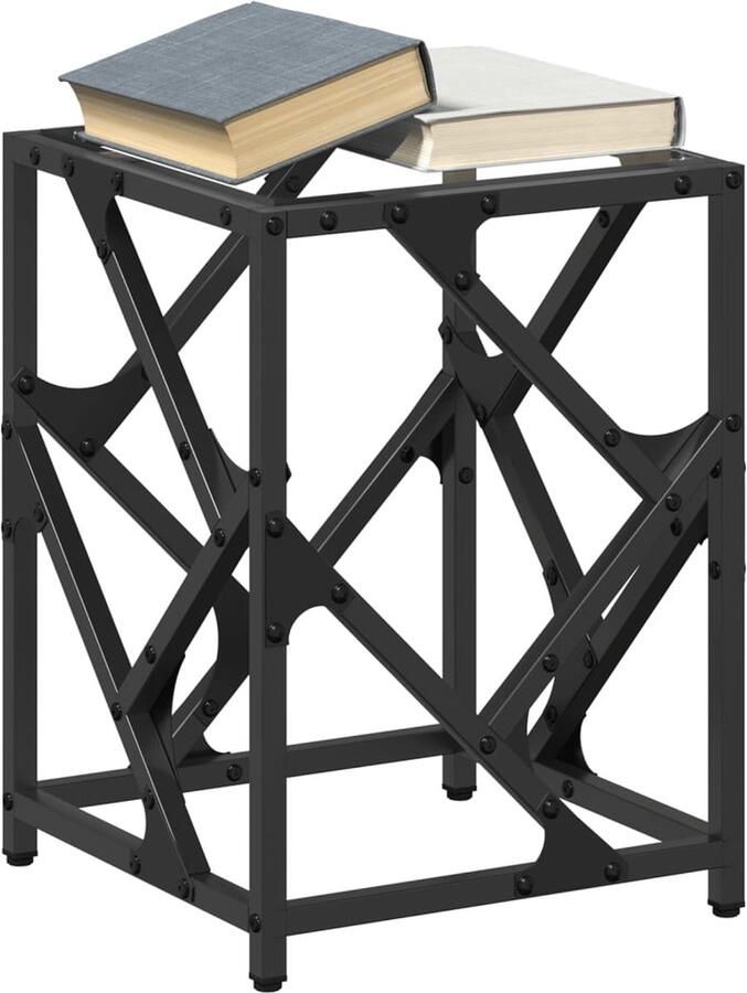 FIONERA Salontafel met transparant glazen blad 30x30x41 cm staal