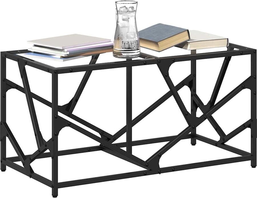 FIONERA Salontafel met transparant glazen blad 78 5x40x41 cm staal