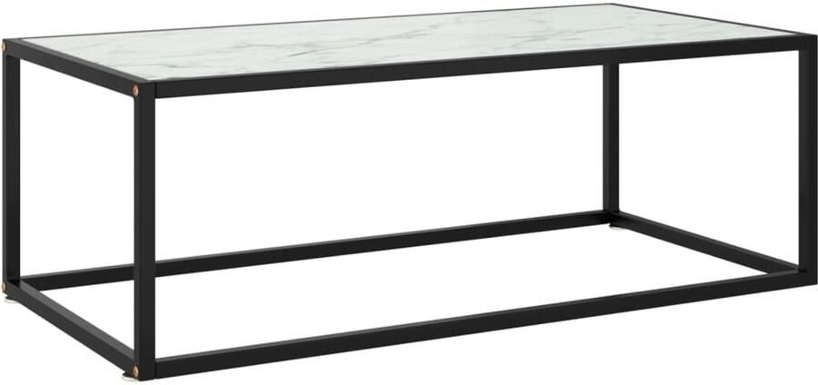 FIONERA Salontafel met wit marmerglas 100x50x35 cm zwart