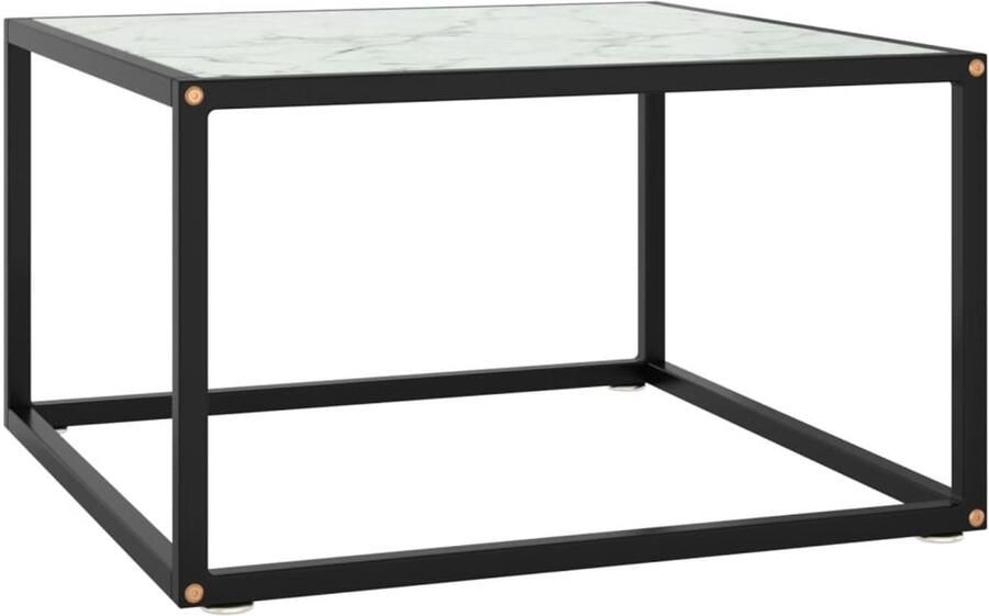 FIONERA Salontafel met wit marmerglas 60x60x35 cm zwart