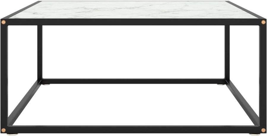 FIONERA Salontafel met wit marmerglas 80x80x35 cm zwart