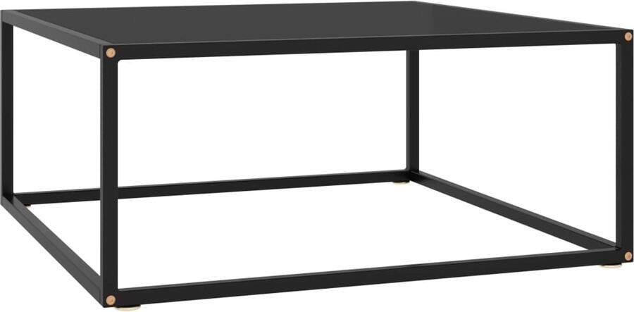 FIONERA Salontafel met zwart glas 80x80x35 cm zwart
